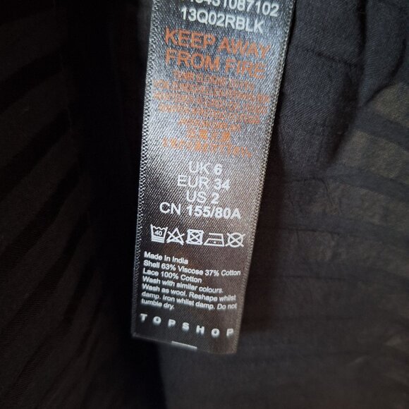 TOPSHOP Black High Neck Prairie Top - Picture 8 of 9